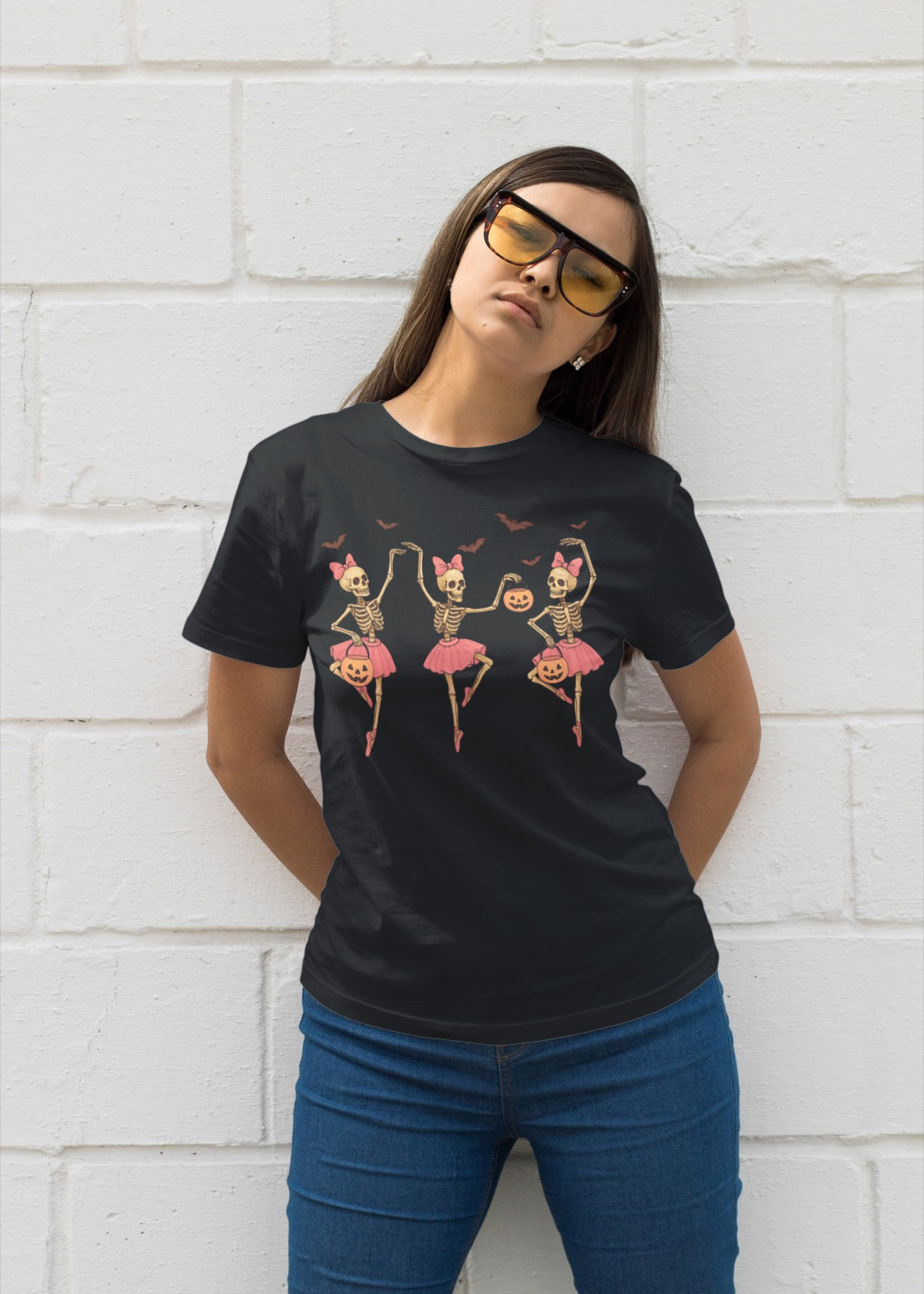 Skeleton Ballerina Halloween T-Shirt | Dancing Skeleton Ballet Corps Tee | Spooky Cute Ballet Dancer Shirt | Fall Festival & Halloween Party Top