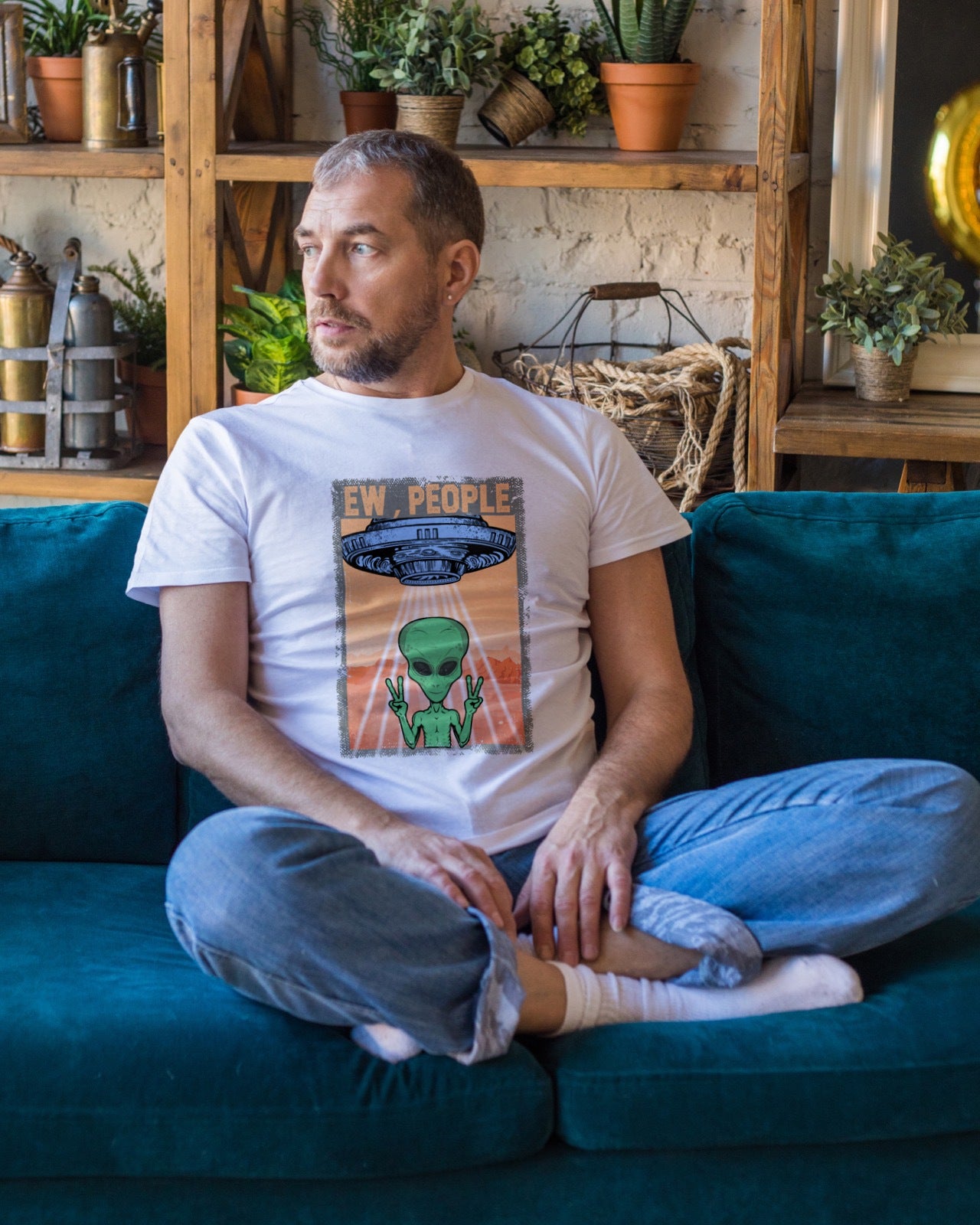 Ew People Alien T-Shirt | Funny UFO Graphic Tee | Sarcastic Space Lover Shirt | Introvert & Sci-Fi Humor Top