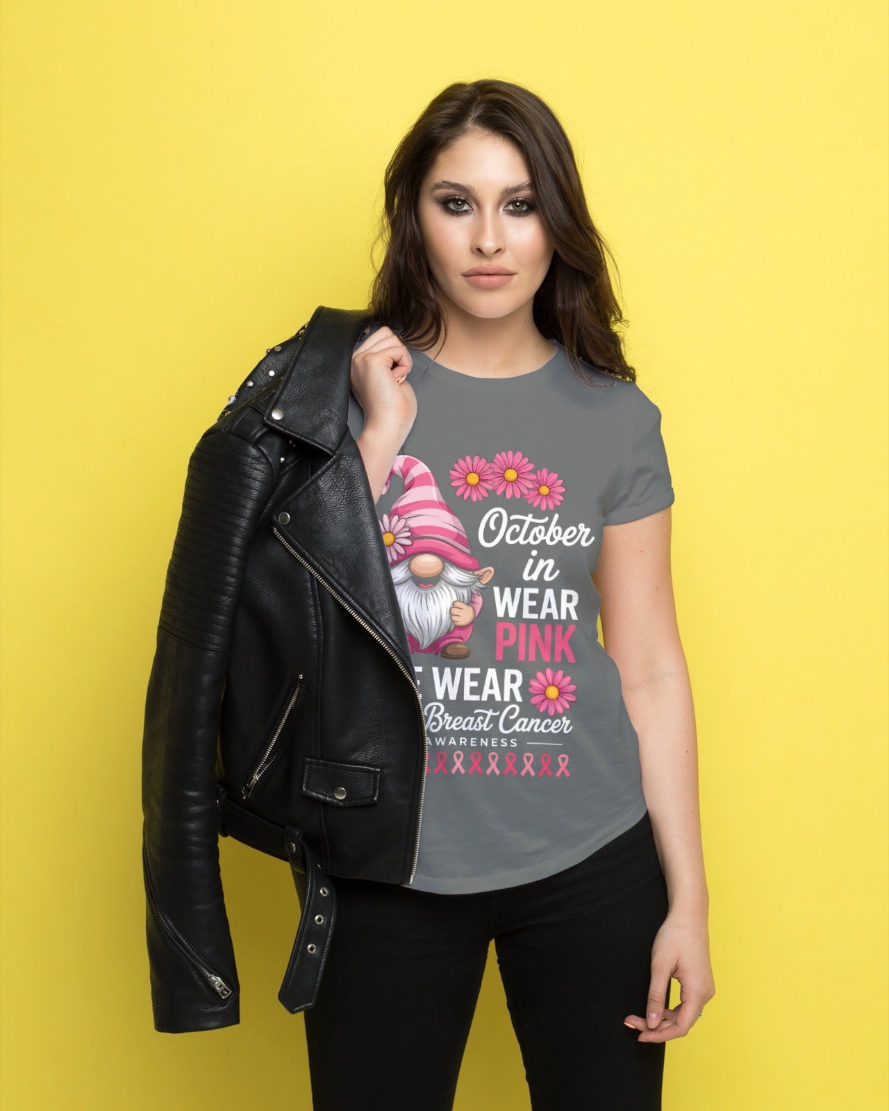 Pink Gnome Breast Cancer Awareness T-Shirt | In October We Wear Pink Gnome Tee | Cute Pink Ribbon Shirt | October Awareness Gift