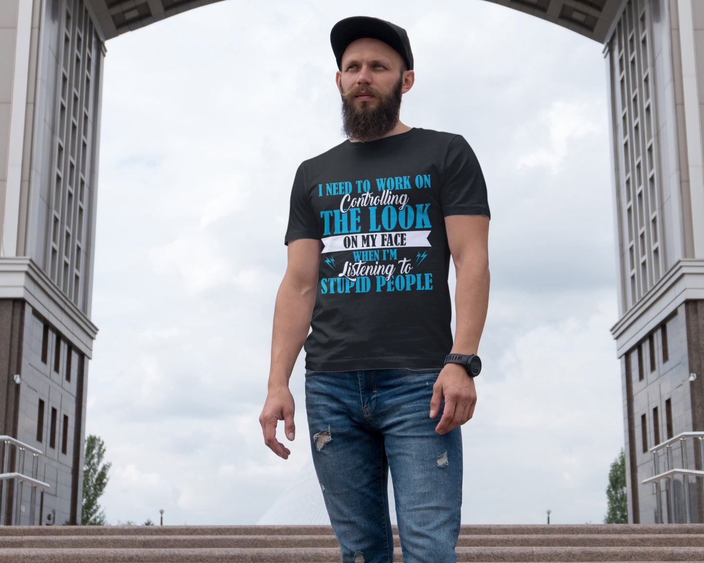 I Need to Work on Controlling My Face T-Shirt | Funny Sarcastic Graphic Tee | Listening to Stupid People Shirt | Office Humor & Introvert Top