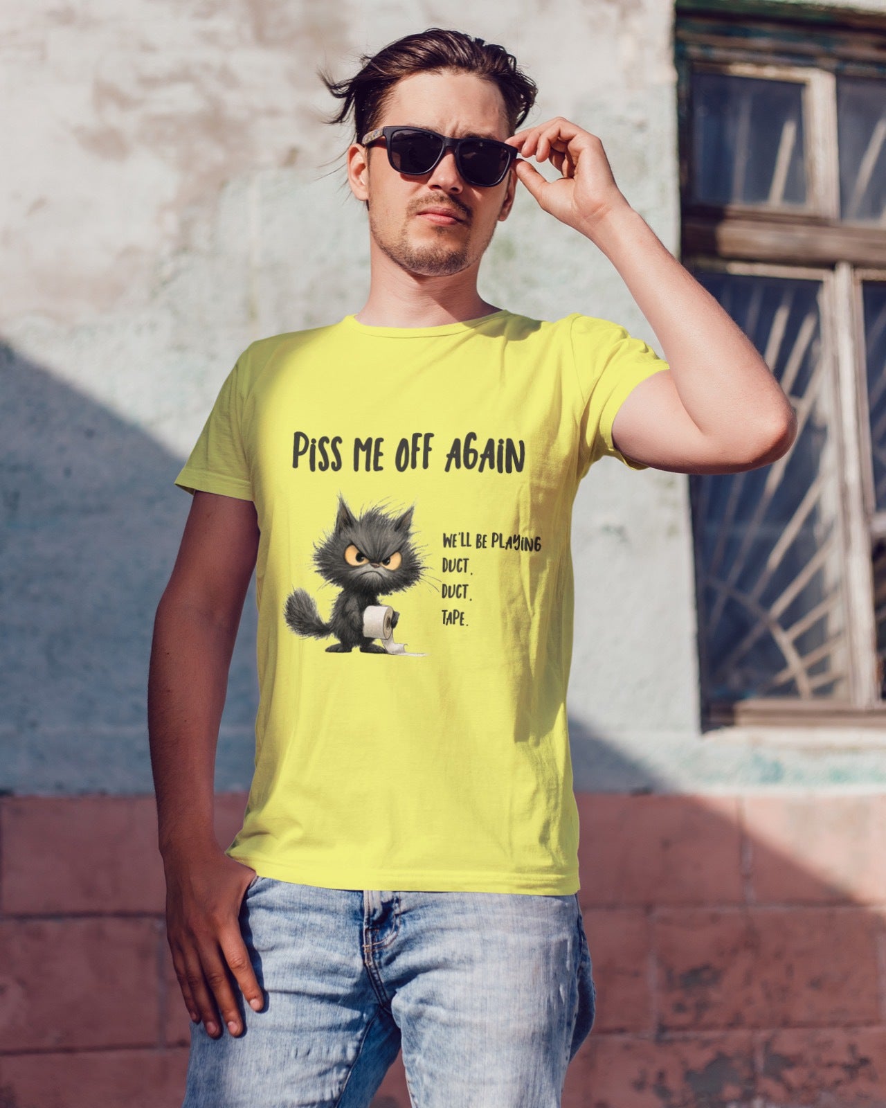 Duct Duct Tape Angry Kitten T-Shirt | Funny Cat Threat Shirt, Sarcastic Graphic Tee for Cat Lovers & Chaos Gremlins