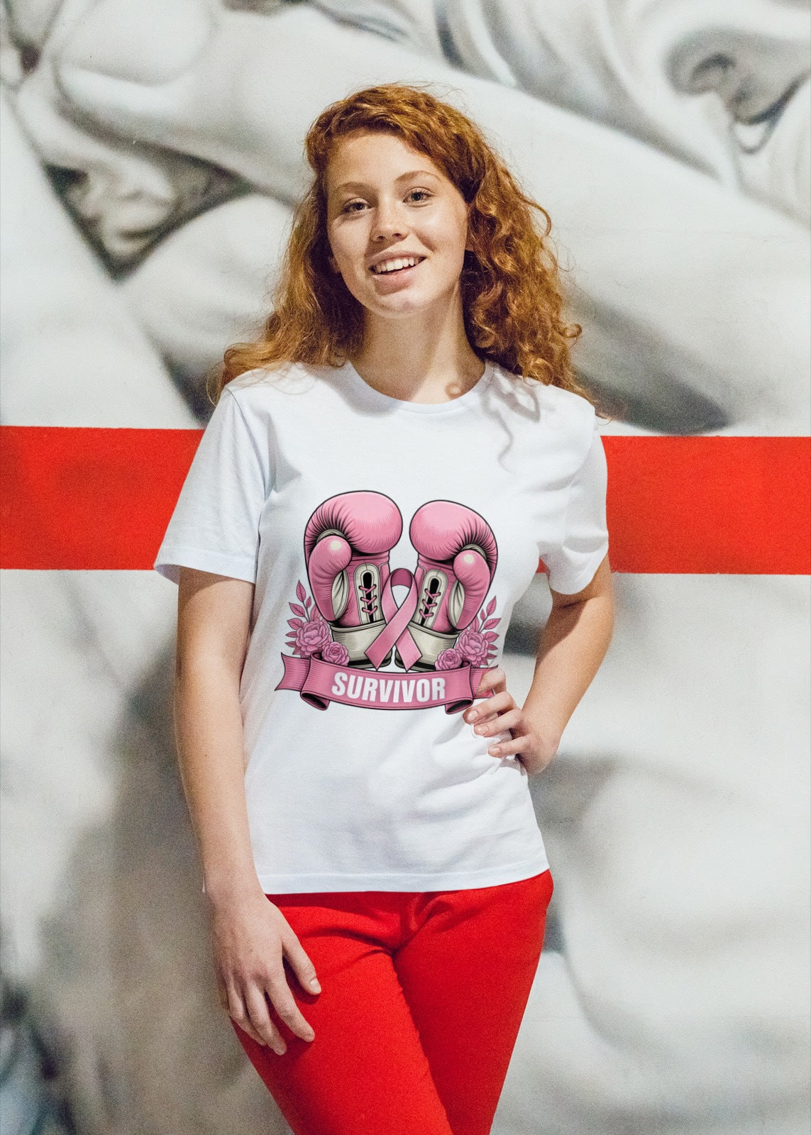 Breast Cancer Survivor T-Shirt with Boxing Gloves | Pink Ribbon Awareness Shirt | Fighter Support Gift | October Awareness Tee