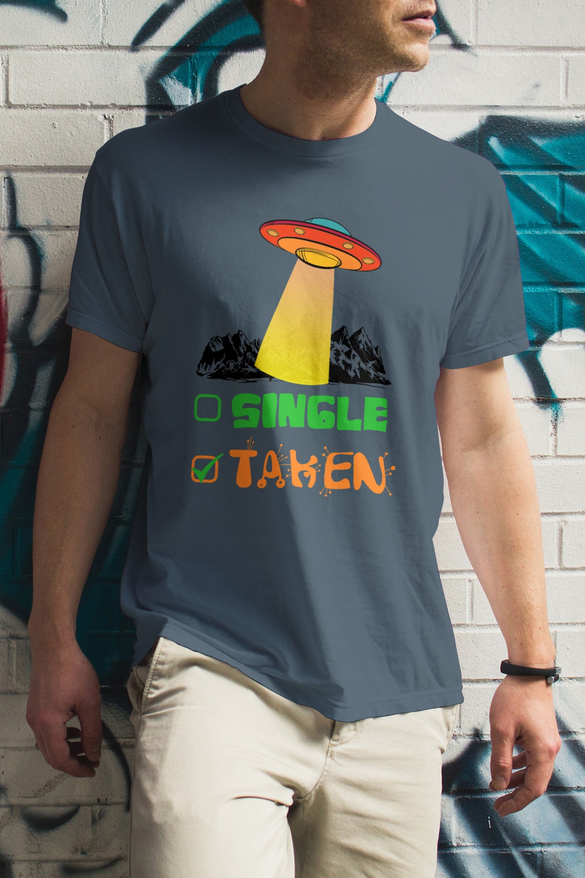 Alien Abduction Relationship Status T-Shirt | Single Taken Abducted Graphic Tee | Funny UFO Lover Shirt | Sci-Fi Conspiracy Theory Top