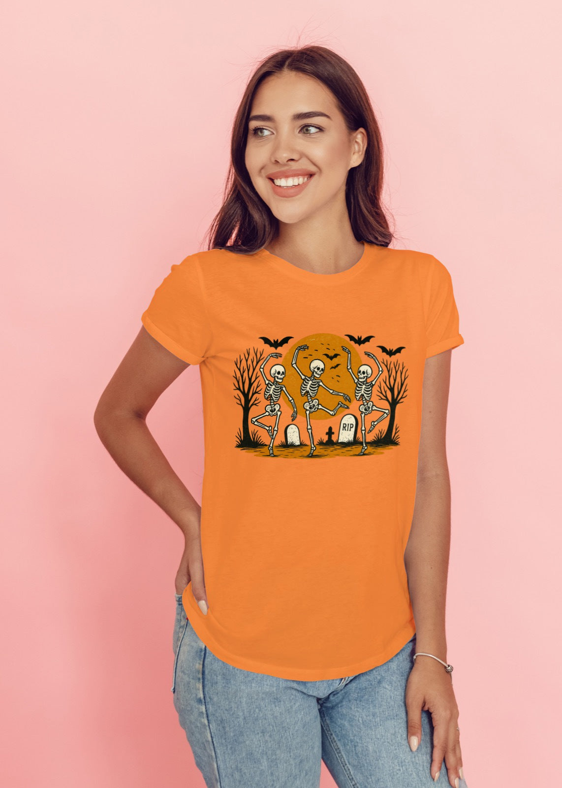 Dancing Skeletons Graveyard Halloween T-Shirt | Spooky Graveyard Dance Tee | Funny Skeleton Party Shirt | Haunted House & Fall Festival Top