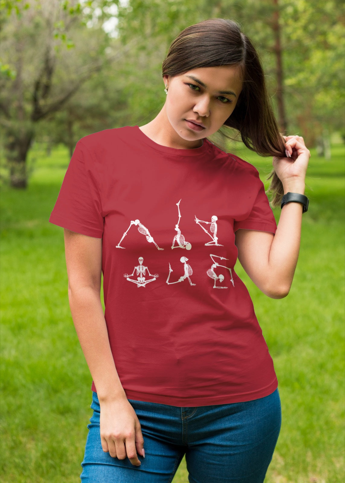 Skeleton Yoga Poses T-Shirt | Funny Yoga Skeleton Graphic Tee | Spooky Wellness & Meditation Shirt | Halloween Yoga Lover Top